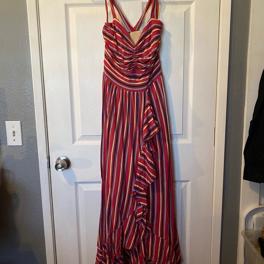 Striped Red and Pink Maxi Dress
